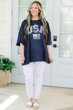 Klassisches American Boyfriend T-Shirt, Midnight Navy