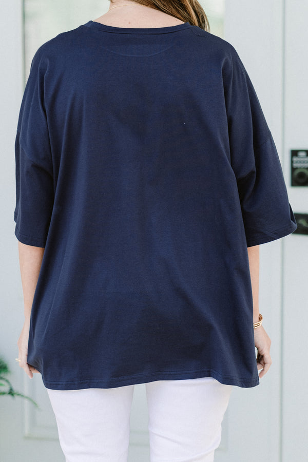 Klassisches American Boyfriend T-Shirt, Midnight Navy