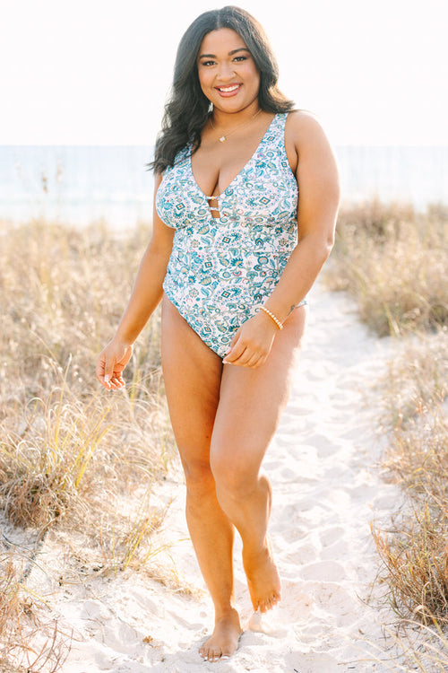 Coastal Crush Badeanzug, Blau