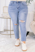 Coffee Date Jeans, Distressed Blue