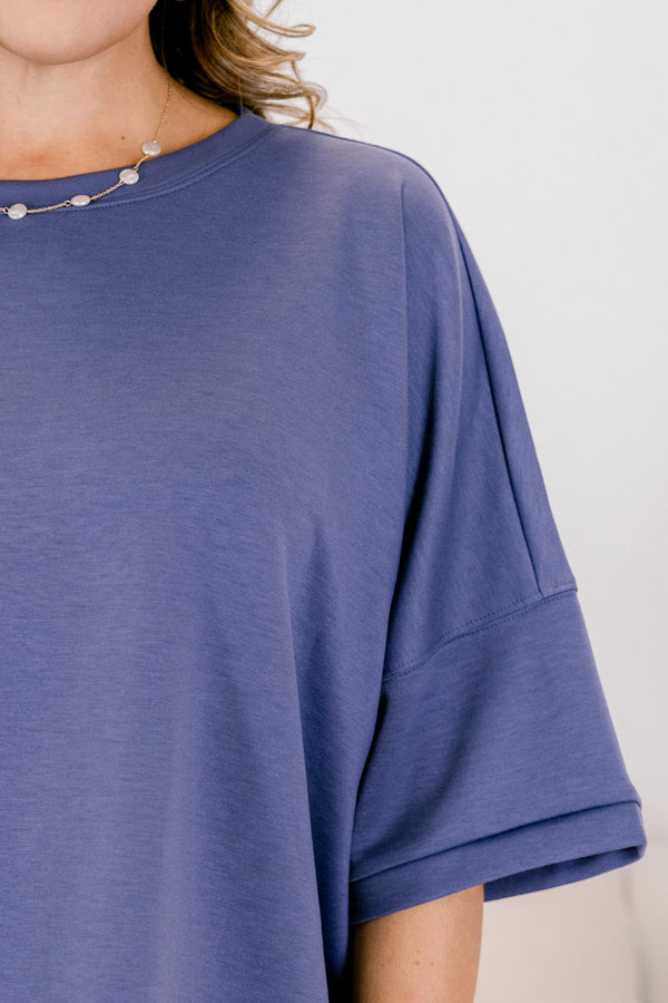 Comfortable Charm Top, Blue Indigo