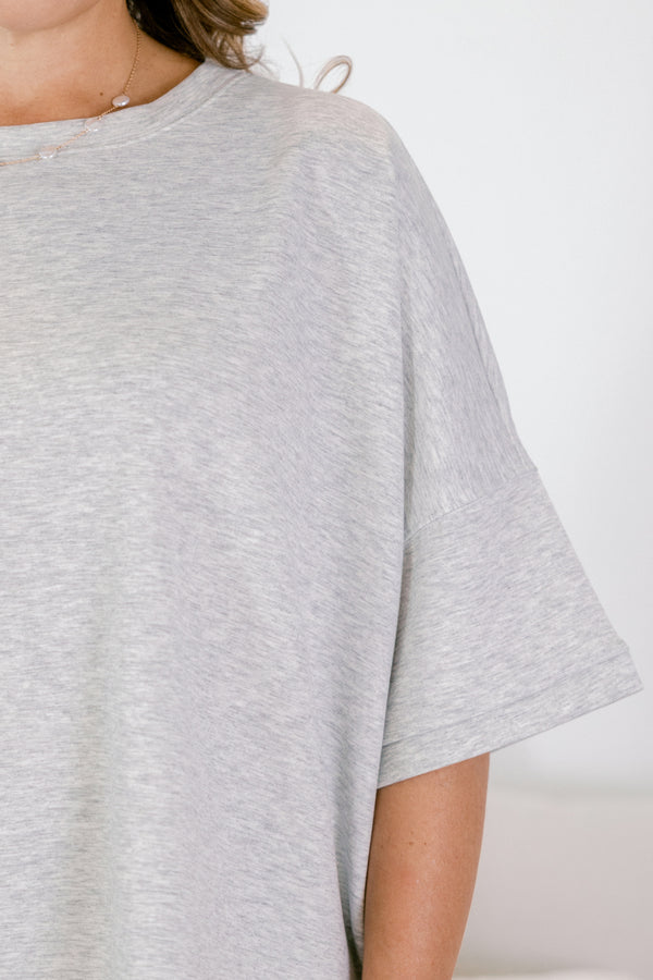 Comfortable Charm Top, Heather Grey