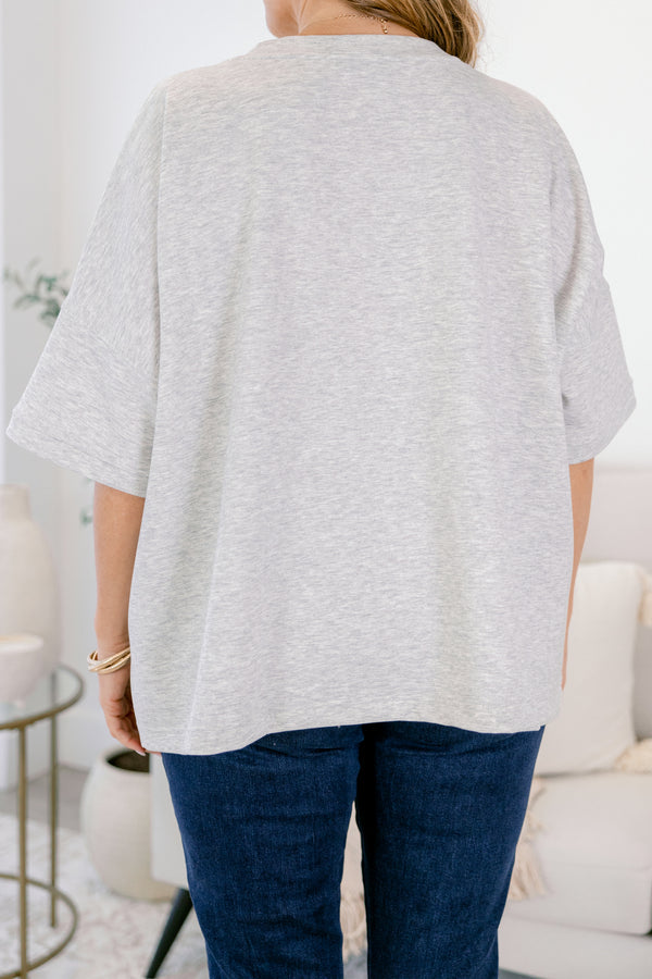 Comfortable Charm Top, Heather Grey