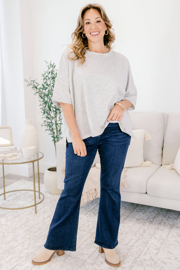 Comfortable Charm Top, Heather Grey