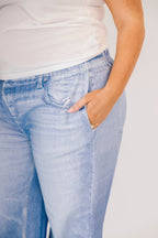 Comfortable And Chic Pants, Printed Denim: Light Wash
