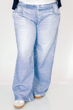 Comfortable And Chic Pants, Printed Denim: Light Wash