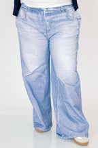 Comfortable And Chic Pants, Printed Denim: Light Wash