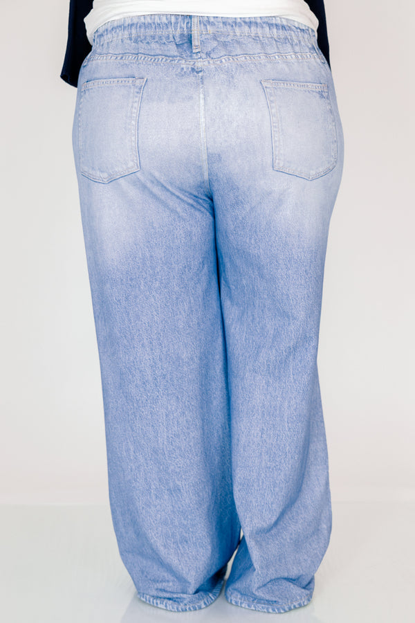 Comfortable And Chic Pants, Printed Denim: Light Wash