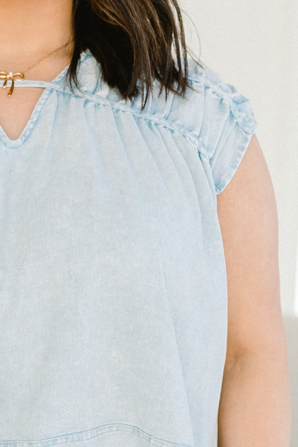 Console Your Mind Top, Light Denim