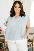 Console Your Mind Top, Light Denim