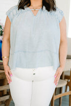 Console Your Mind Top, Light Denim