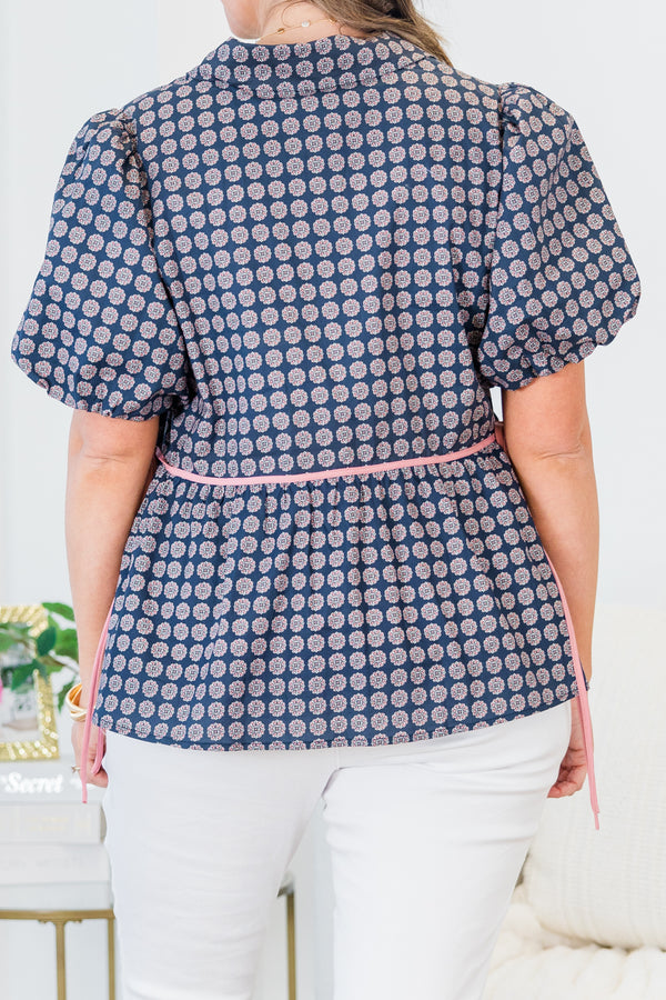 Counting Blossoms Top, Navy