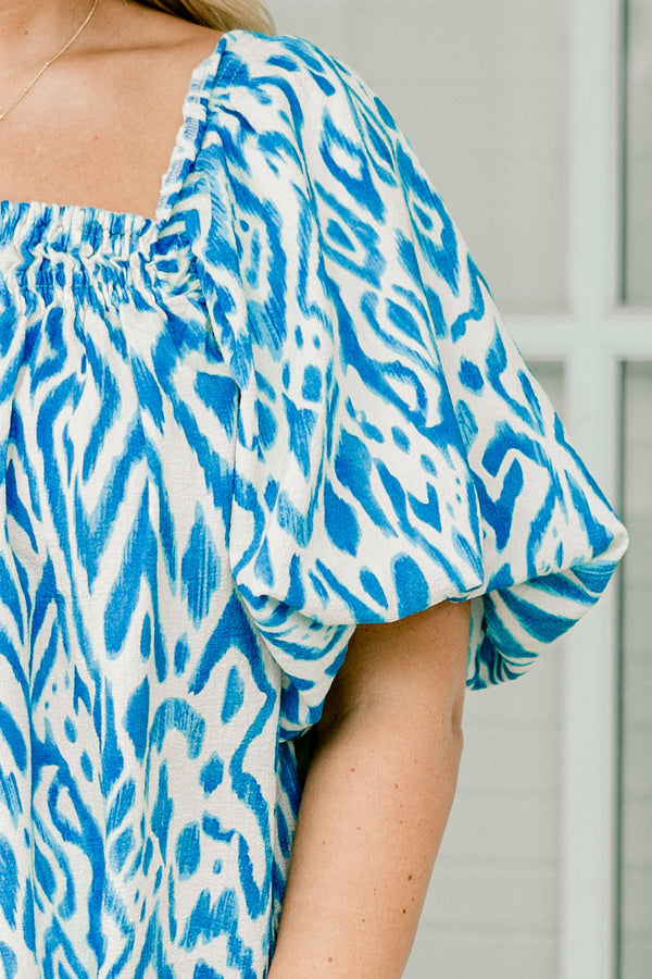 Cozy Love Top, Blue-White