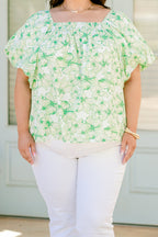 Cozy Love Top, Green Floral
