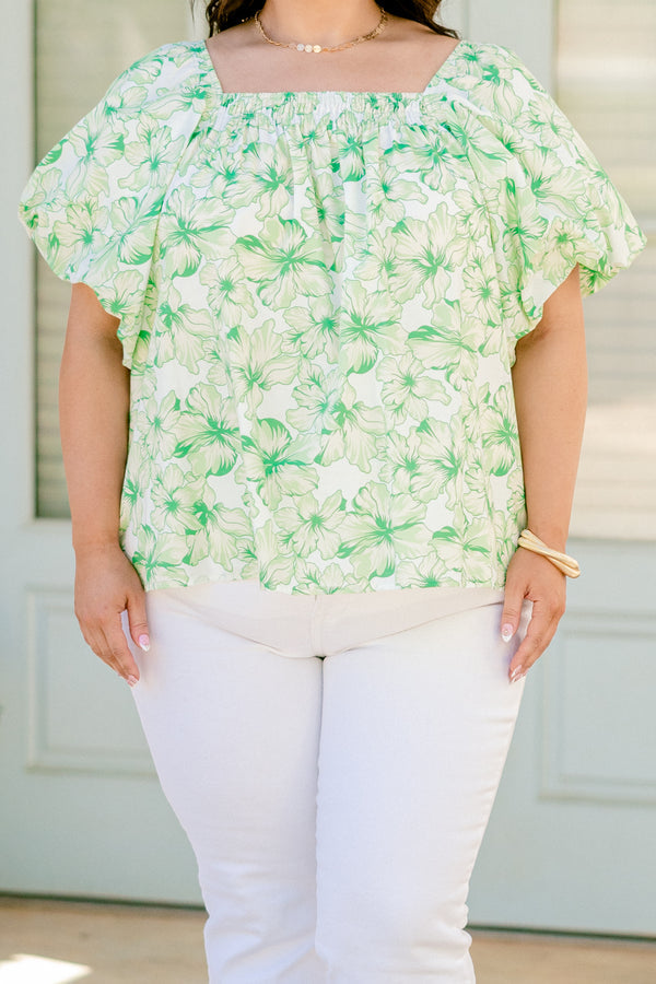 Cozy Love Top, Green Floral