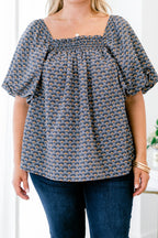 Cozy Love Top, Navy-Orange