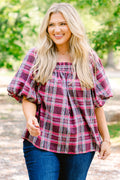 Cozy Love Top, Pink Plaid
