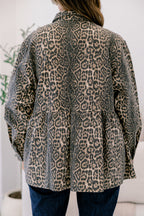 Kuschelige Babydoll-Shacket mit Karomuster, Leopard