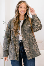 Kuschelige Babydoll-Shacket mit Karomuster, Leopard