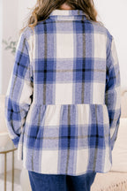 Cozy Plaid Babydoll Shacket, Navy