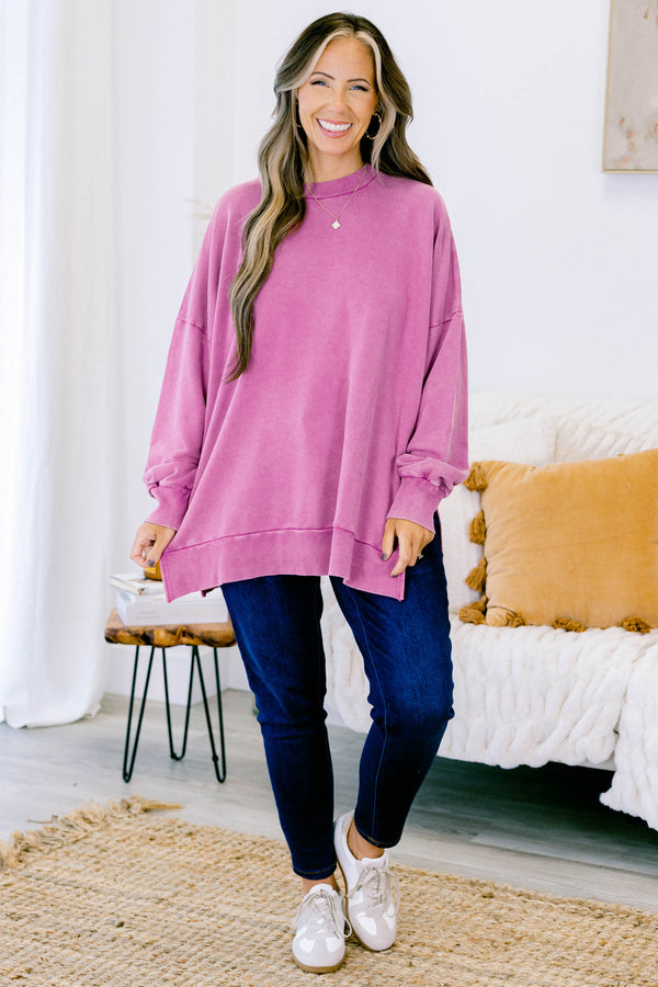Cozy Pullover, Plum Berry