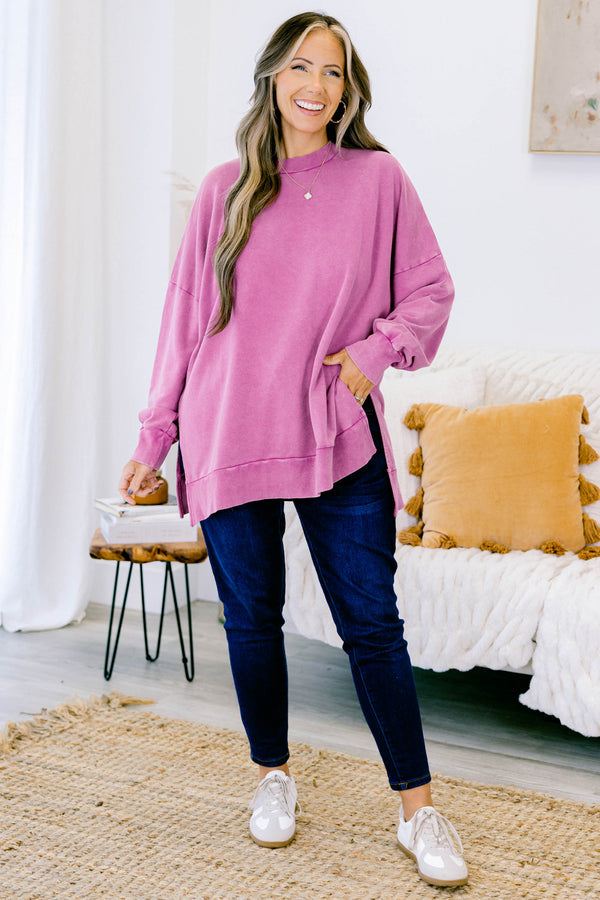 Cozy Pullover, Plum Berry