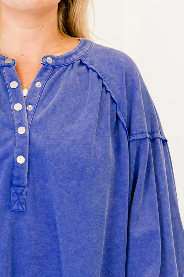 Crimson Sunset Pullover, Blue