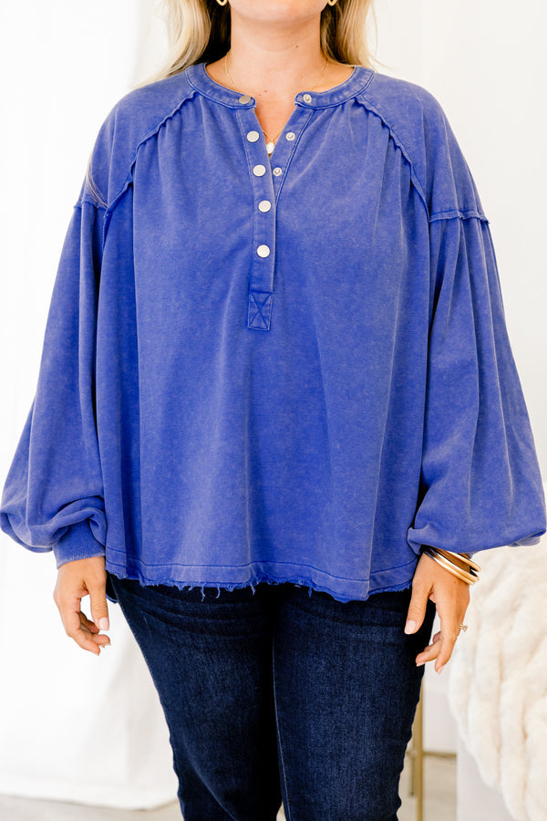 Crimson Sunset Pullover, Blue