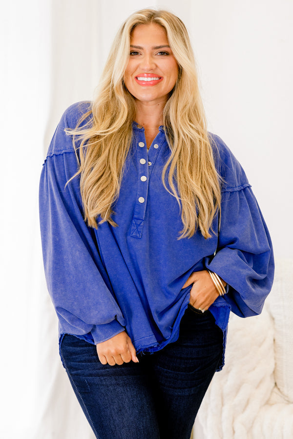 Crimson Sunset Pullover, Blue