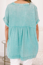 Cute And Carefree Top, Dusty Teal