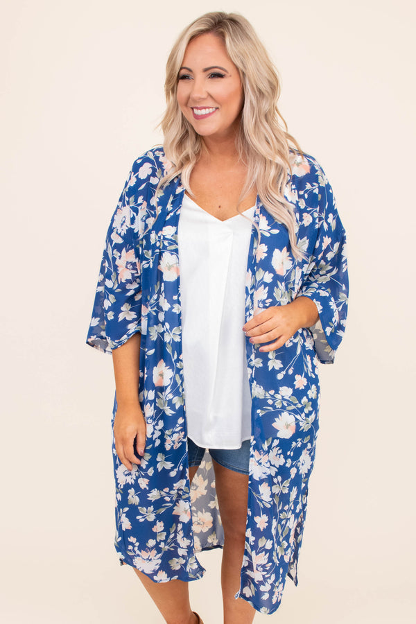Fire And Rain Kimono, Blue