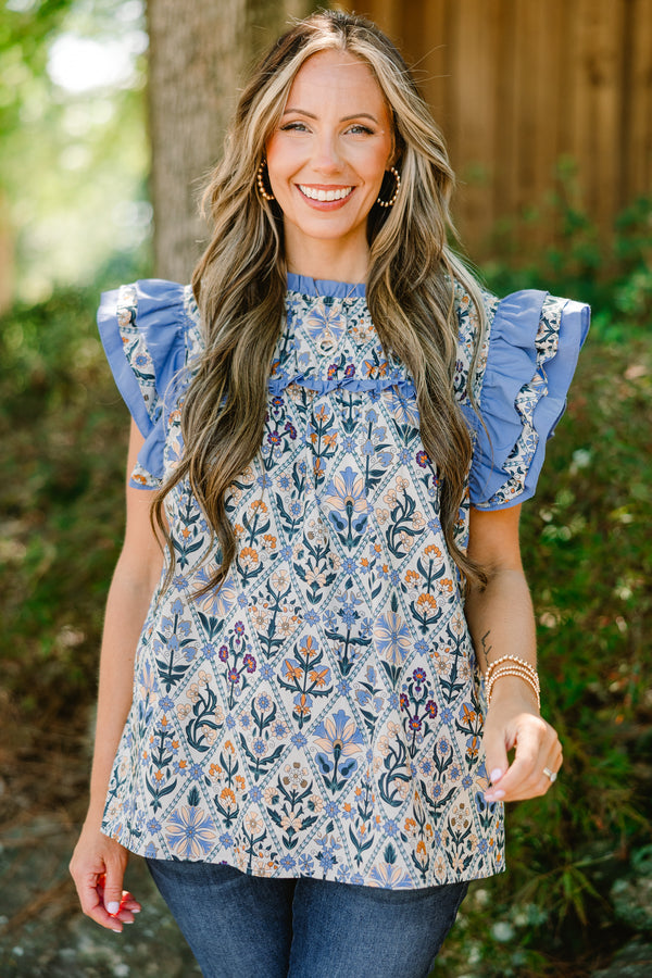 Daisy Dreams Top, Blue Block