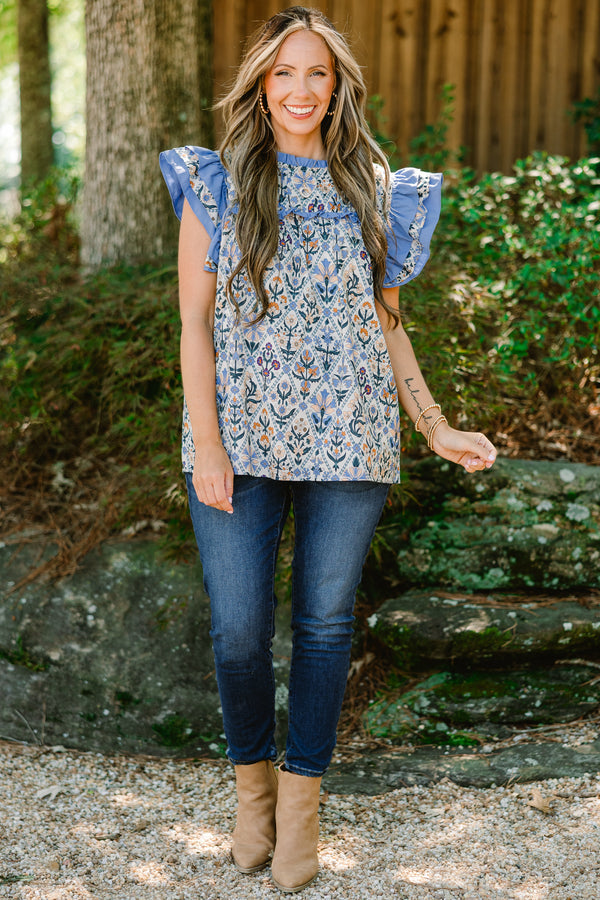 Daisy Dreams Top, Blue Block