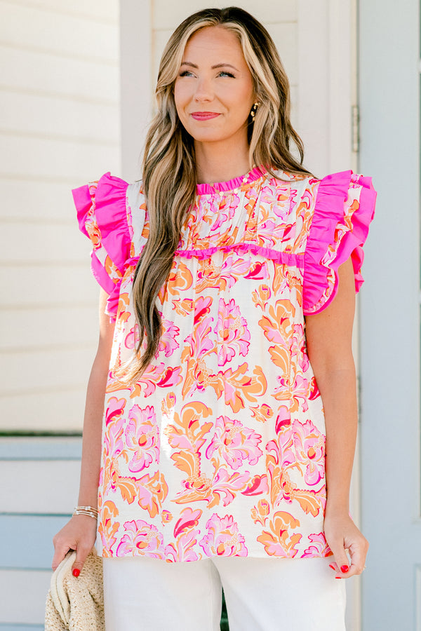 Daisy Dreams Top, Pink-Orange