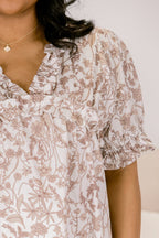 Dancing For Fun Top, Taupe Floral