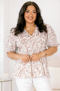 Dancing For Fun Top, Taupe Floral
