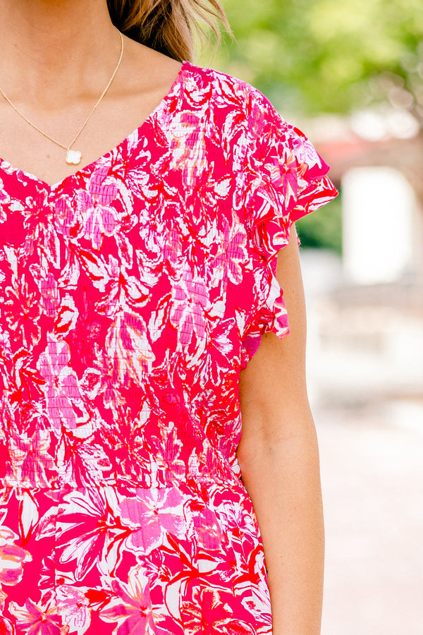 Daring Hearts Midi Dress, Pink