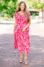 Daring Hearts Midi Dress, Pink