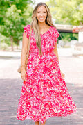 Daring Hearts Midi Dress, Pink