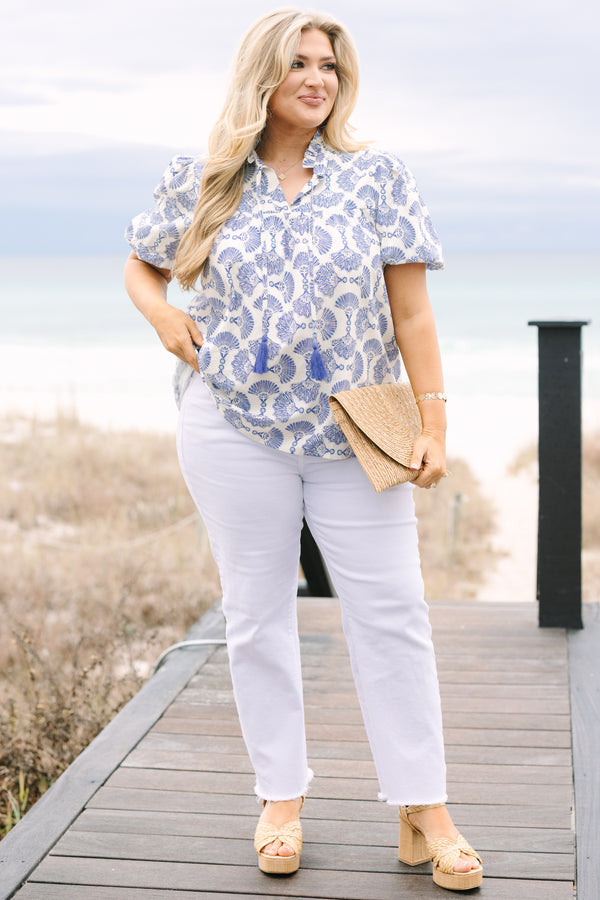 Daydreamer Top, Blue-White