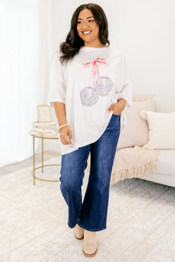 Disco Glam Boyfriend Tee, White