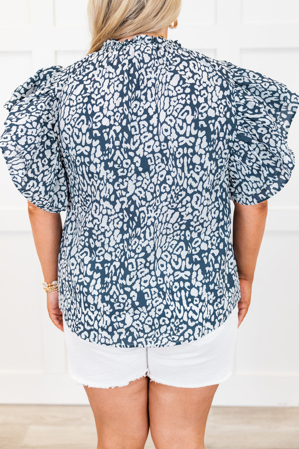 Dotting My I's Top, Navy Leopard