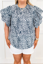 Dotting My I's Top, Navy Leopard
