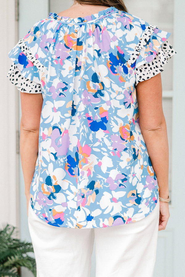Dreamy Daze Top, Light Blue Mix