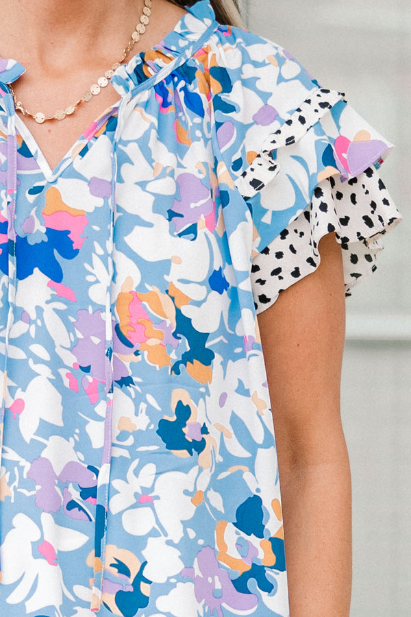 Dreamy Daze Top, Light Blue Mix