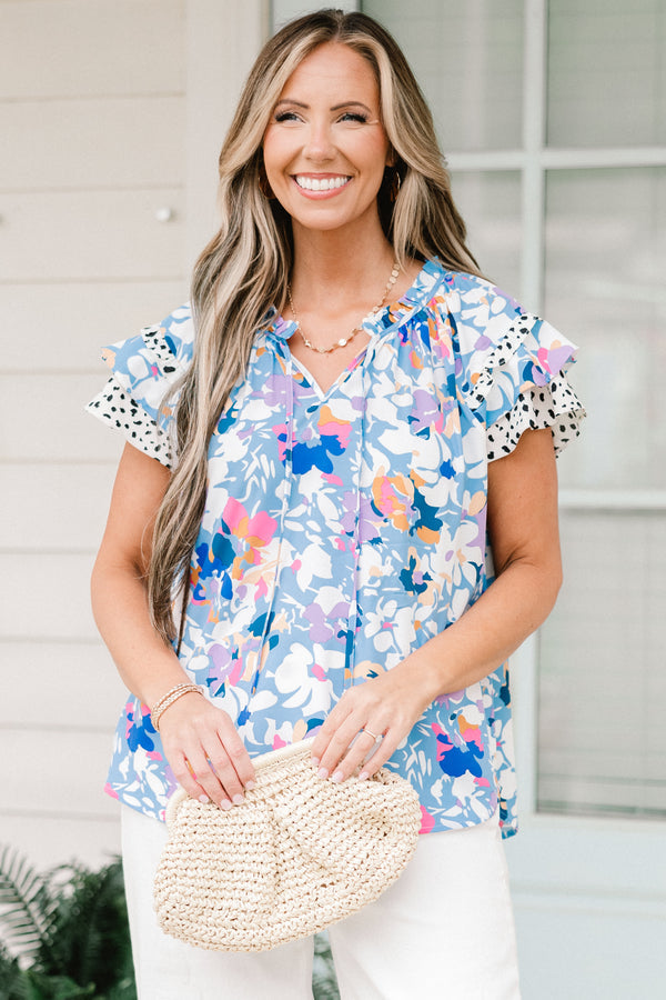 Dreamy Daze Top, Light Blue Mix