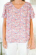 Dynamic Petal Parade Top, Coral