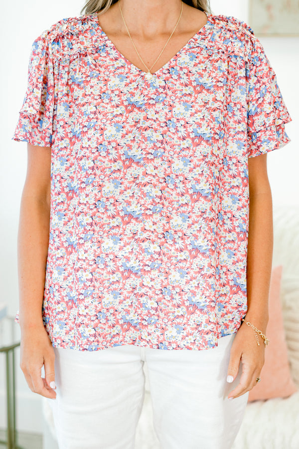 Dynamic Petal Parade Top, Coral