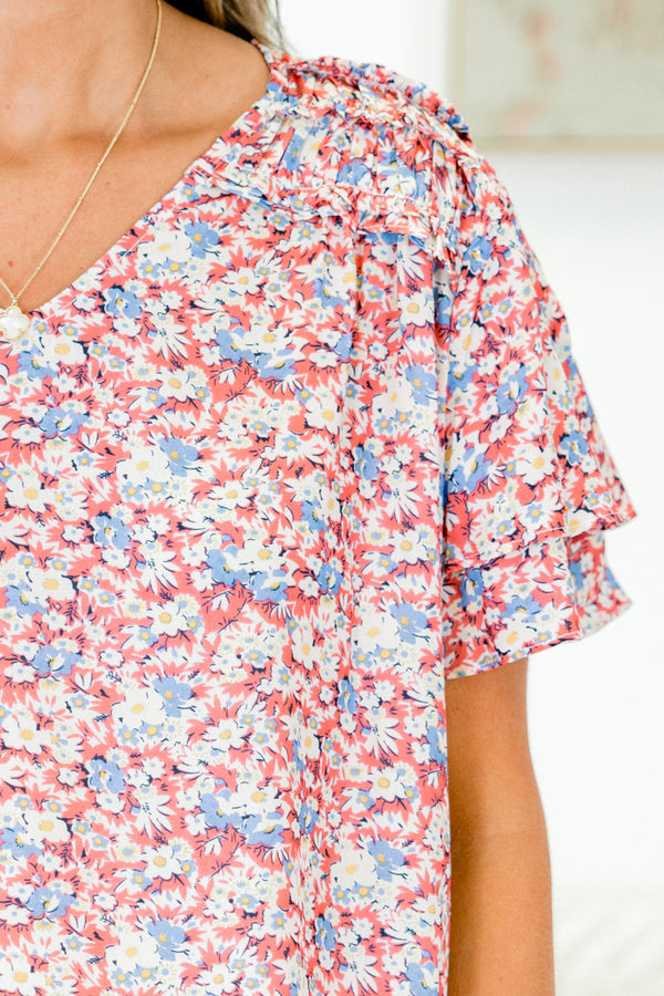Dynamic Petal Parade Top, Coral