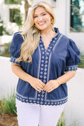 Effortless Grace Top, Navy